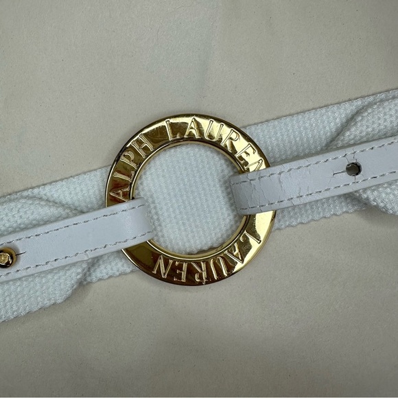 Lauren Ralph Lauren White & Gold Waist Belt Old Money Preppy Nautical Women 35" - Picture 2 of 9